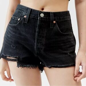 Levi's Black Denim Frayed Shorts